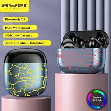 Awei T29 Pro True Wireless Games Earbuds With Dynamic Color Changing Charging Case