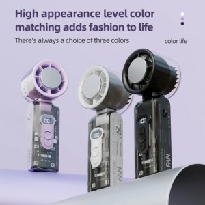 Handheld Fan with Instant Cooling Plate & LED Light - Convenient & Cool (White/Black/Slight Pinkish)