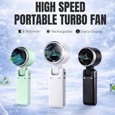 Portable Handheld Turbo Fan, 5 Gear Wind, Battery Operated, Up to 12 Working Hours, Hand Fan with Air Turbo Tech